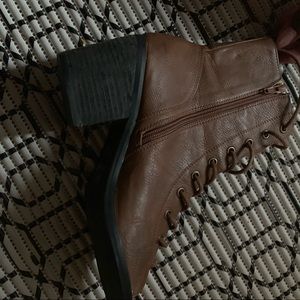 Brown leather booties